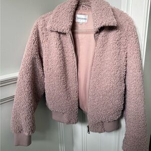 Vigoss Plush Rose Pink Teddy Sherpa Zip-Up Jacket